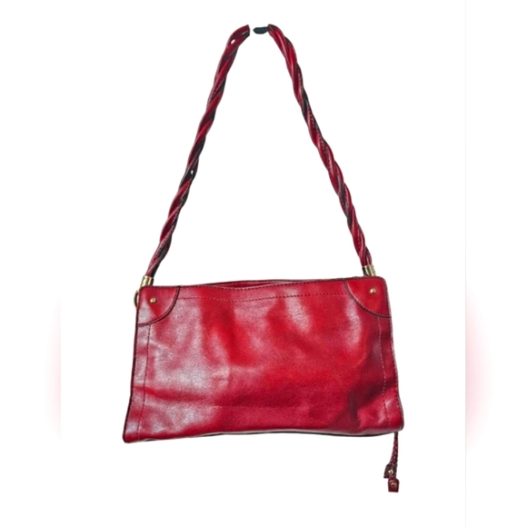 Relic Burgundy Soft Faux Leather Shoulder Bag Purse Braided Handle Gold Tassle - Picture 6 of 12